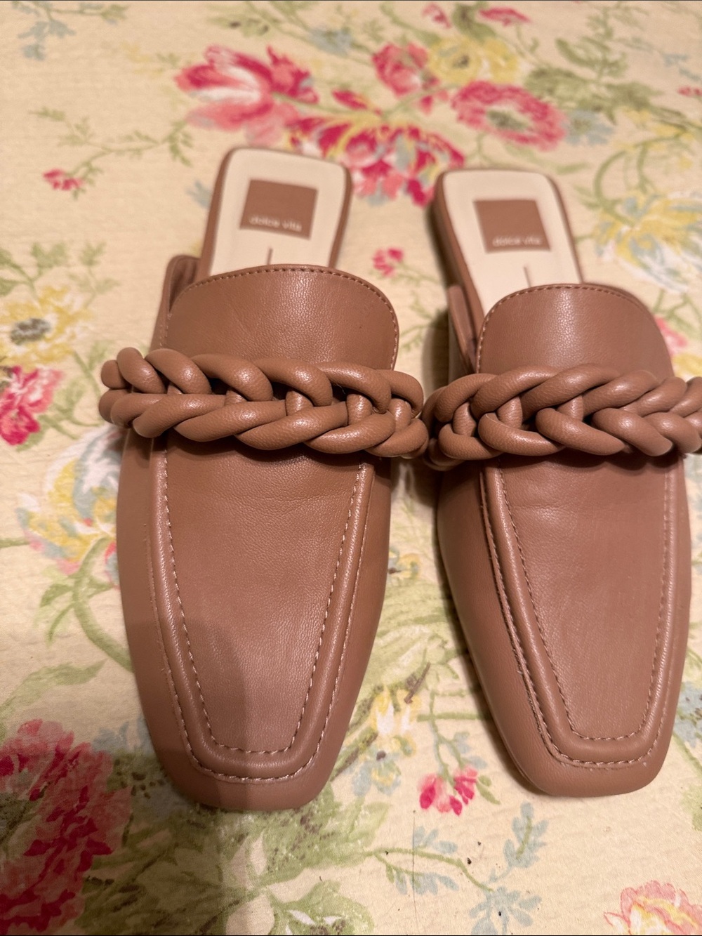 Dolce Vita Braided Strap Tan Leather Mules